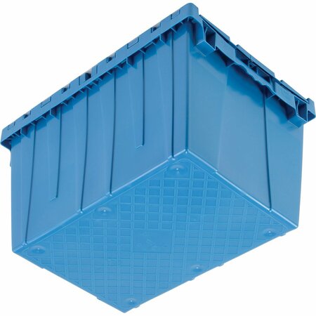 Global Industrial Plastic Distribution Container With Hinged Lid, 21-7/8x15-1/4x12-7/8, Blue 257809BL